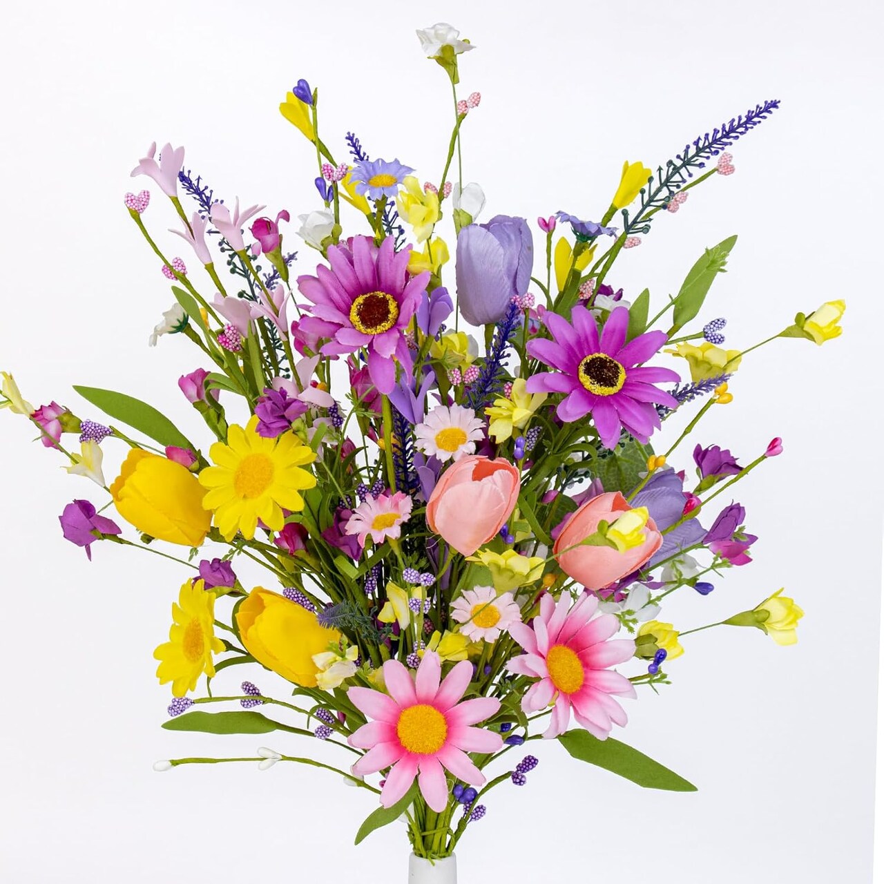 12 Pcs Artificial Spring Flowers – 17" Pastoral Tulips & Wildflowers for Easter Table Centerpiece & Home Decor
